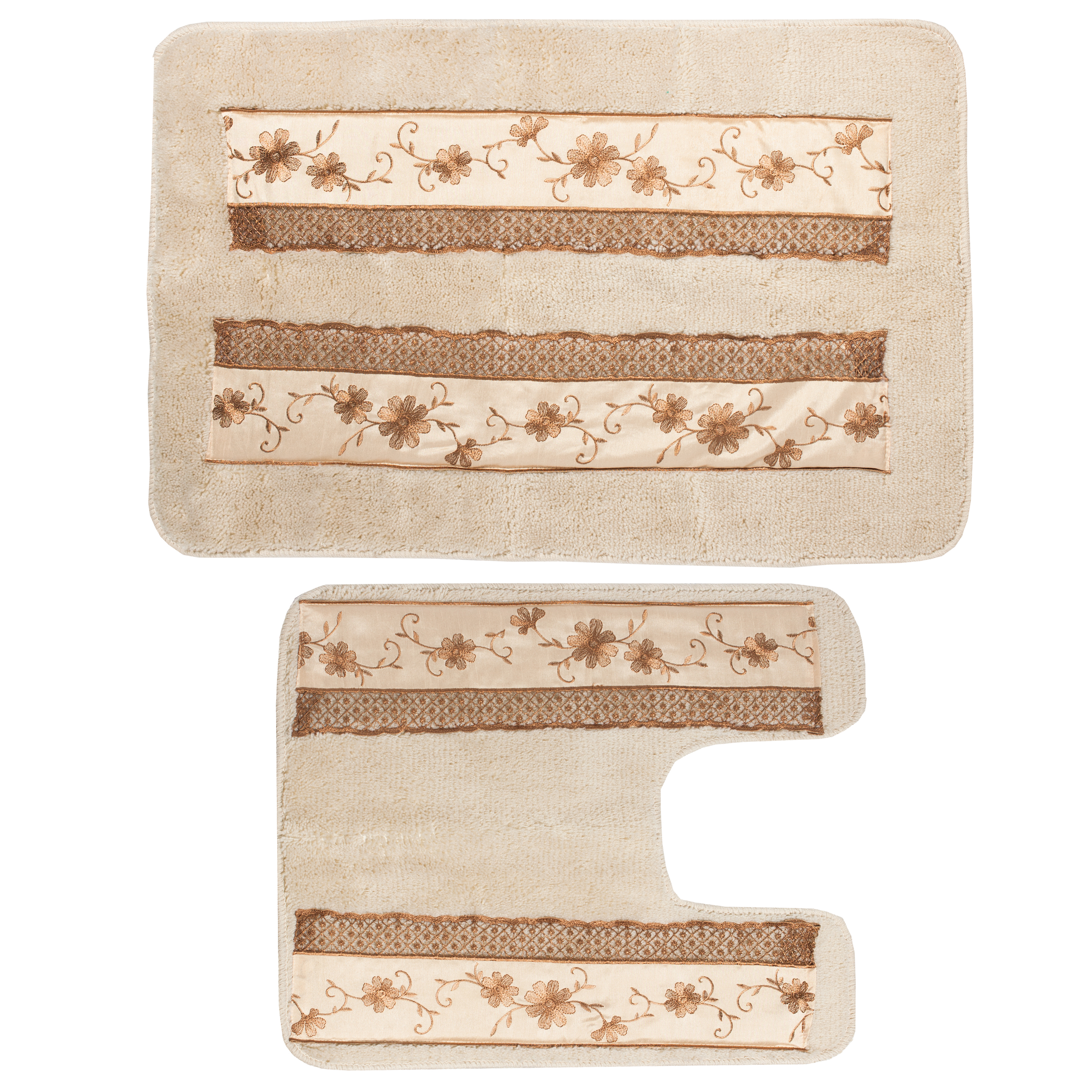 Popular Bath Sinatra White Bathroom Banded Bath /& Contour Rug Set
