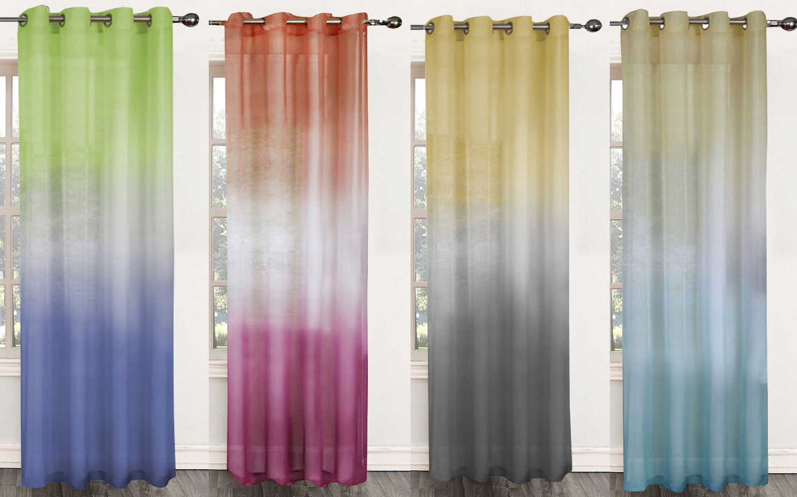 Single Window Curtain Panel Sheer Ombre Rainbow Decorative 52w X 84l Ebay