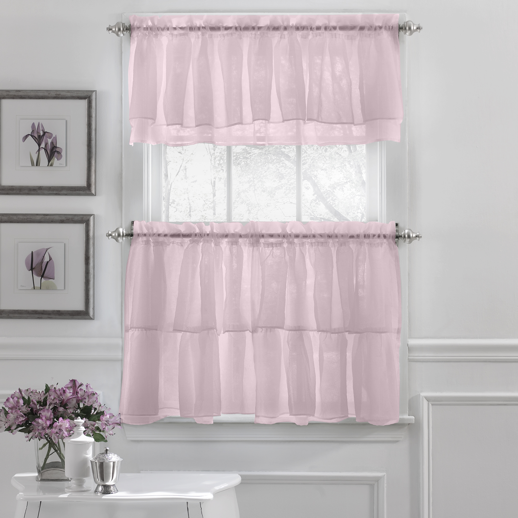 Gypsy Crushed Voile Ruffle Kitchen Window Curtain Tiers Or Valance