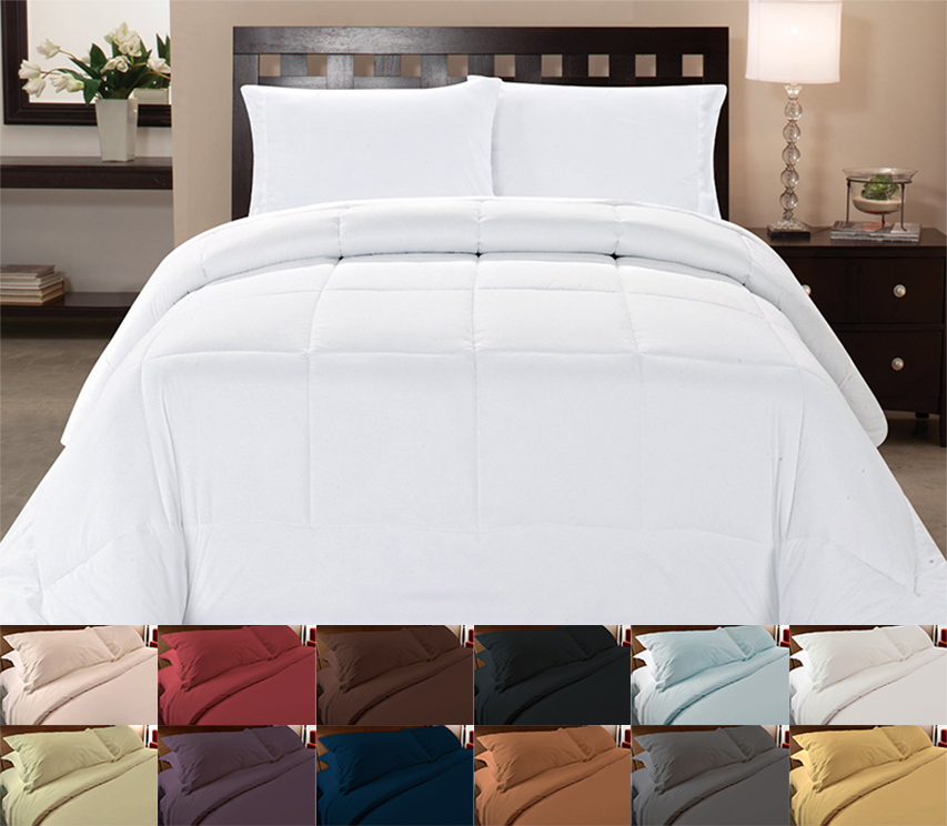 White Comforter Alone or With Color Duvet Cover 4 Piece Bedroom Bed Set