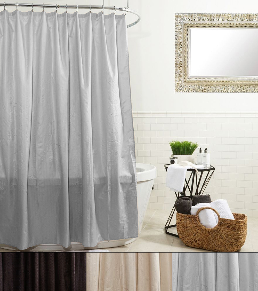 Premium Fabric Shower Curtain//Liner 70/"x72/" Dobby Pinstripes Polyester