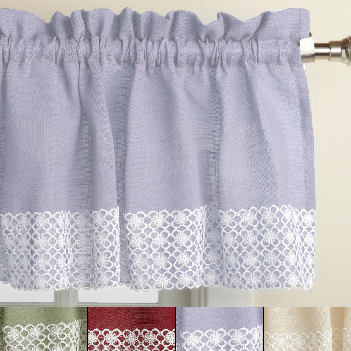 Salem Kitchen Window Curtain W Lace Trim 12 X 60 Valance Ebay