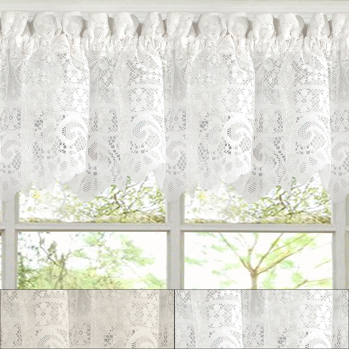 Hopewell Heavy Floral Lace Kitchen Window Curtain 12 X 58 Valance Ebay