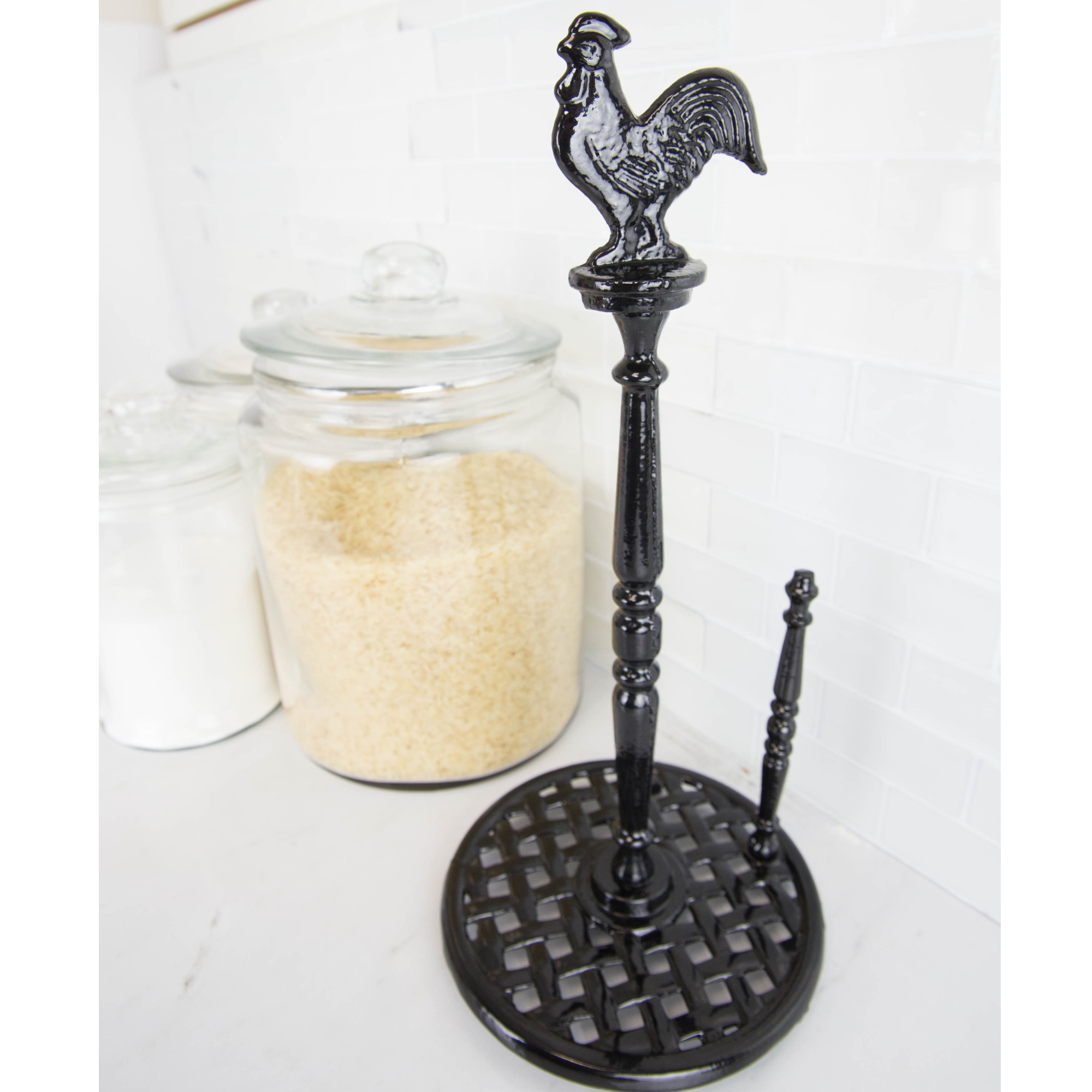 Home Basics Black Cast Iron Rooster Countertop Paper Towel Holder eBay