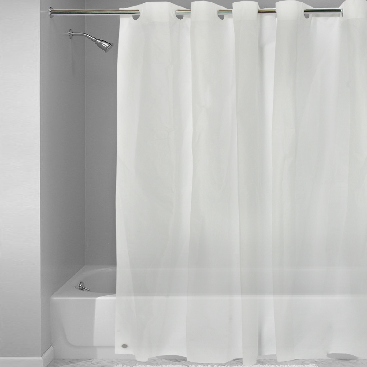 Ez On Frosted Clear Eva Plastic 72 X 72 Hookless Shower Curtain