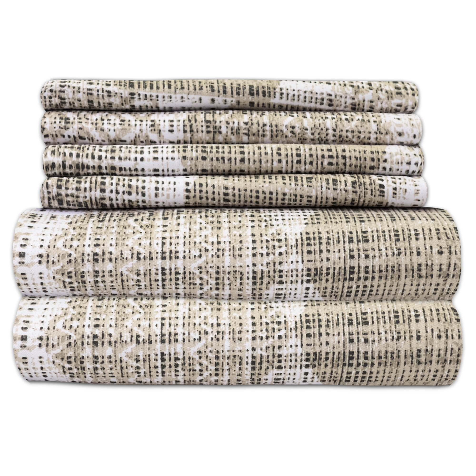 Monaco Taupe Geometric Pattern 6-Piece 1500 Thread Count Sheet Set