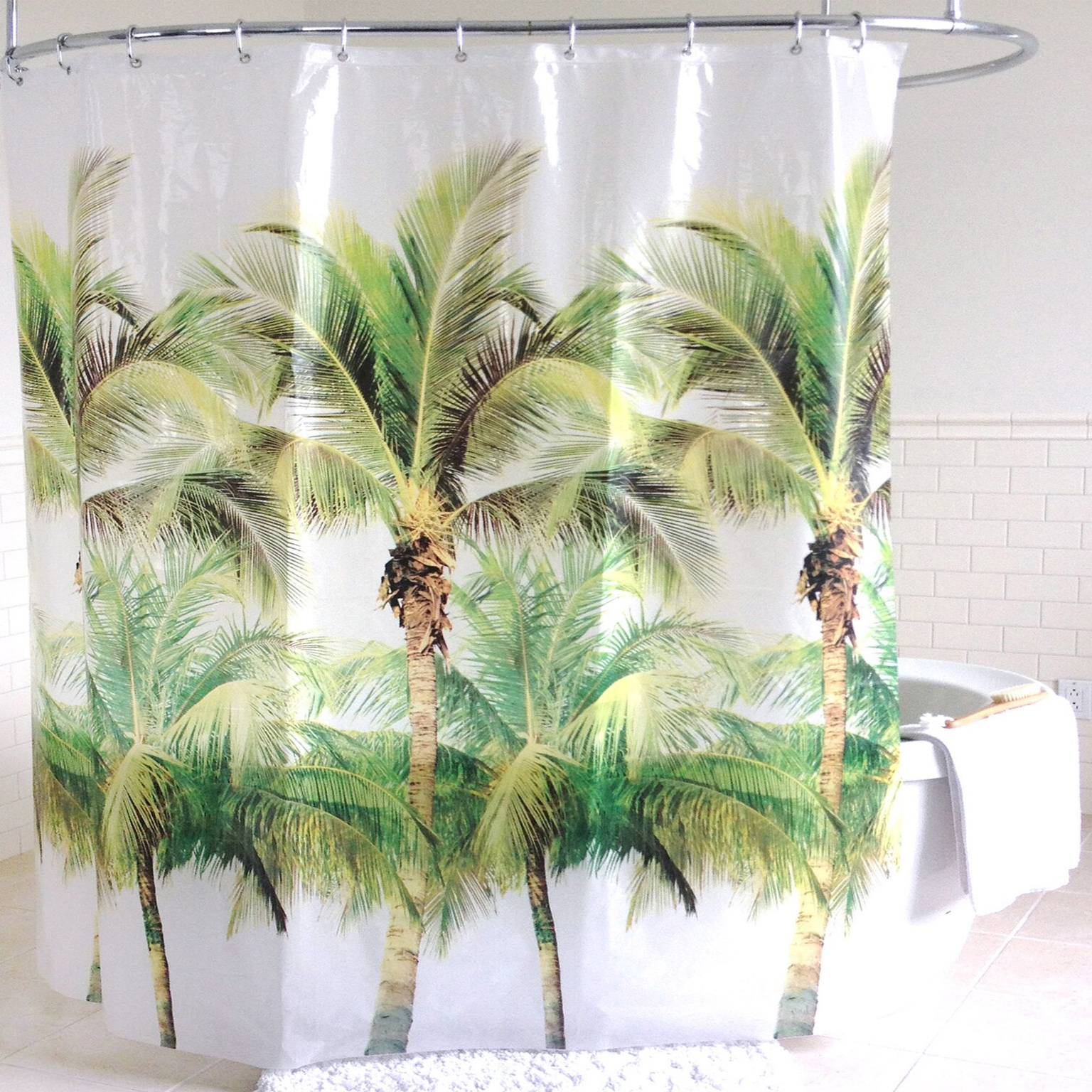 Palm Tree EVA PEVA Shower Curtain 70"x72" Green Splash Home