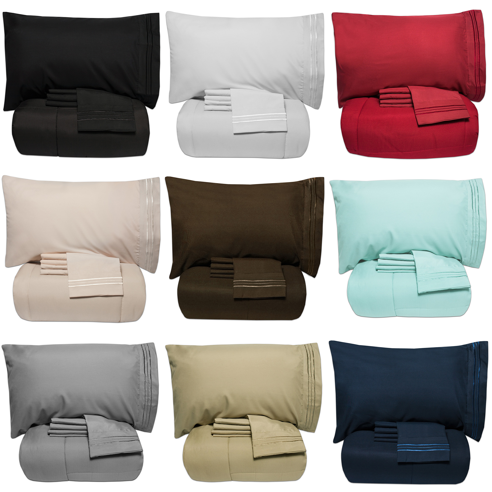 Luxury 5 Piece Bed-In-A-Bag Down Alternative Comforter /& Sheet Set 12 Colors