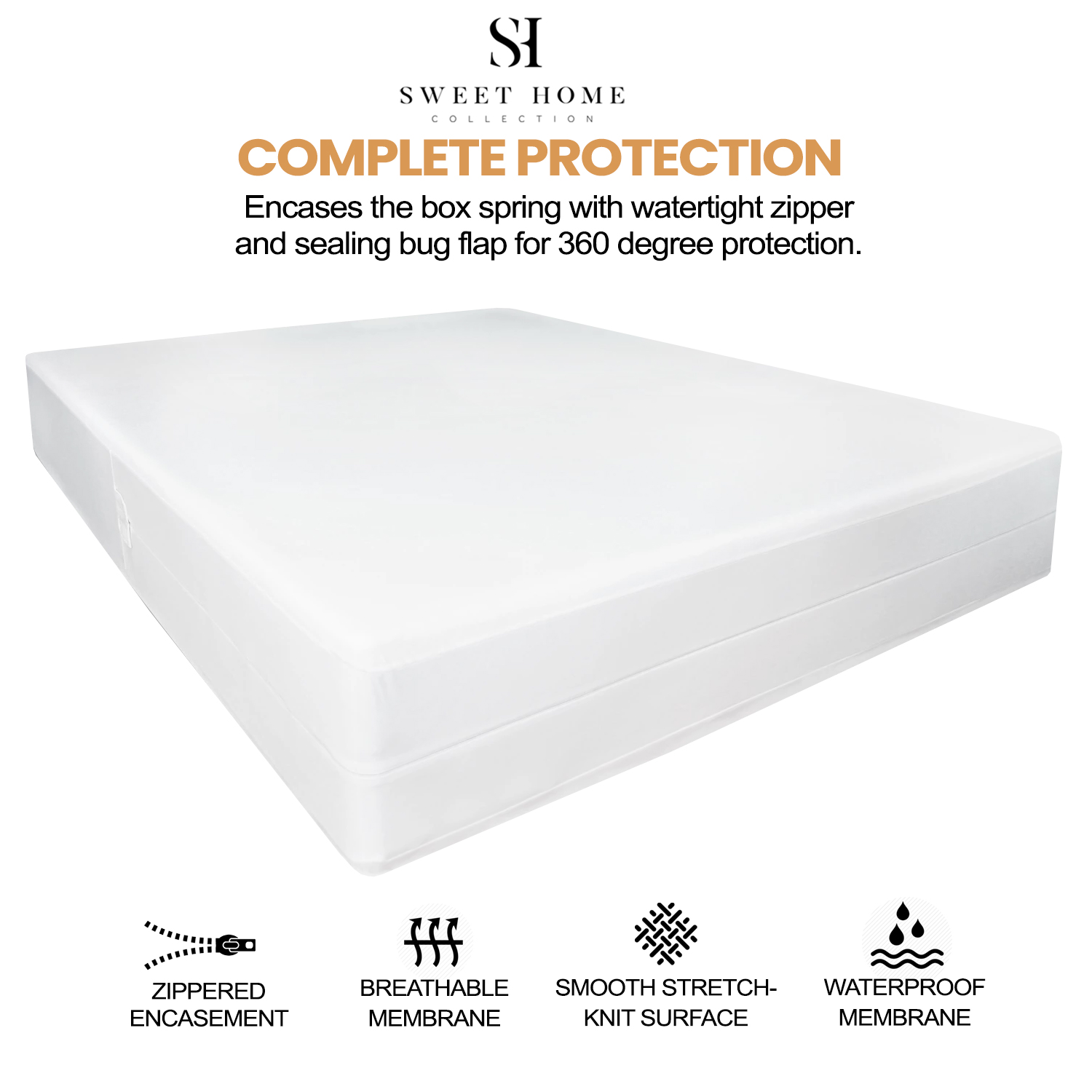 Box Spring Encasement Waterproof Zippered Bed Bug Protector | eBay