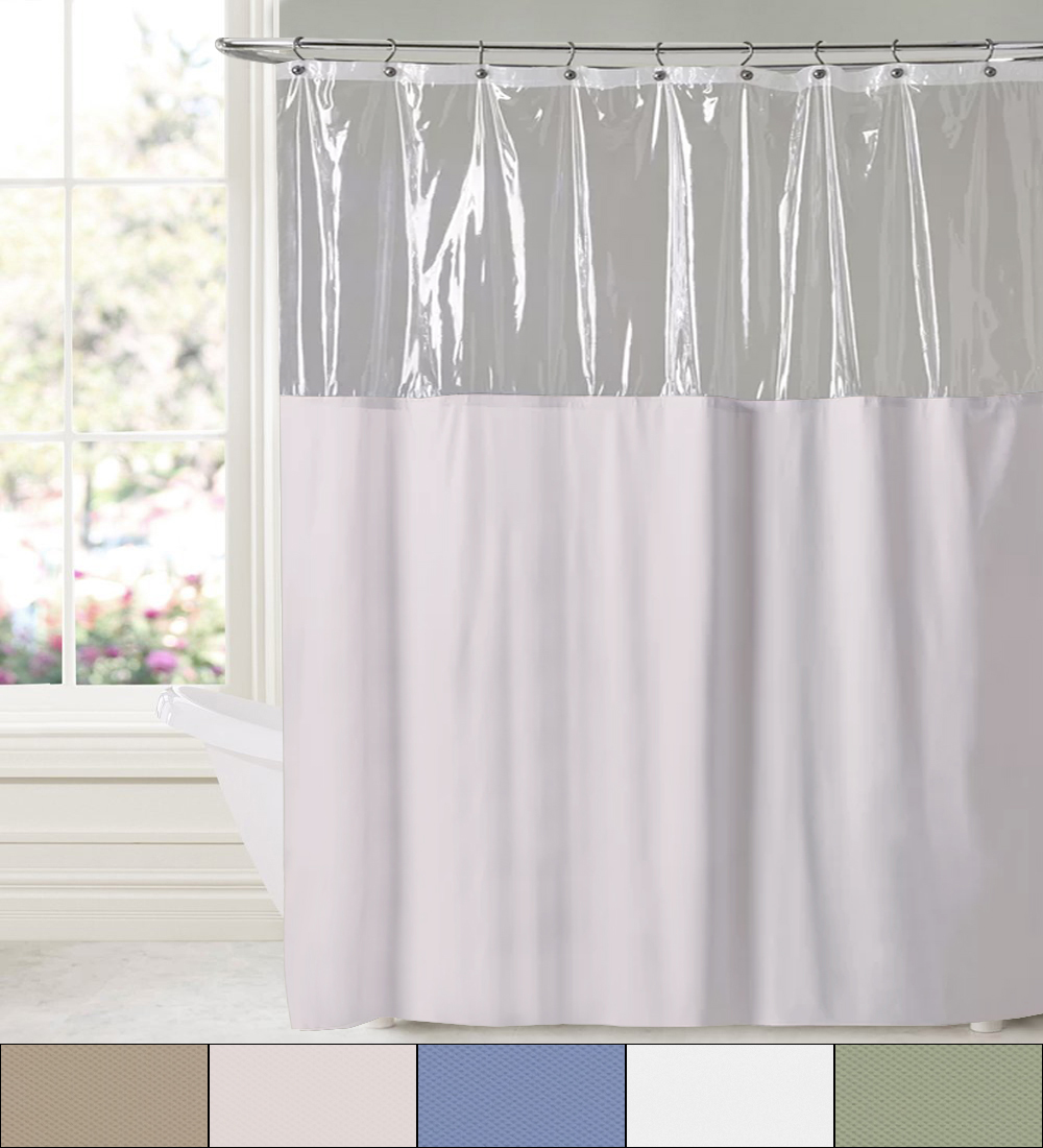 Extra Long Bath Shower Curtain Clear Window Top 10 Gauge Vinyl 84" x 72