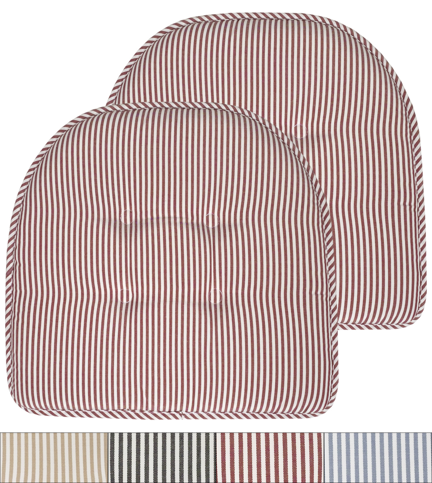 Pinstripe U Shaped Memory Foam Chair Pad 2, 4, 6 or 12 Pack eBay